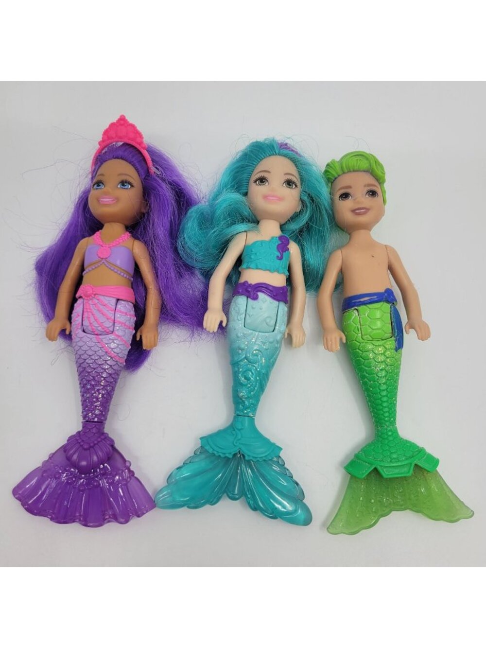 Barbie Dreamtopia Chelsea Mermaid Doll Lot - Girls & Boy, Purple, Teal, Green